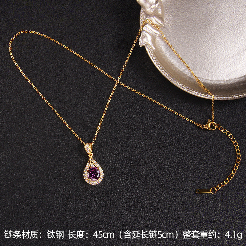 Wholesale Purple Zircon Necklace Heart Pendant Jewelry