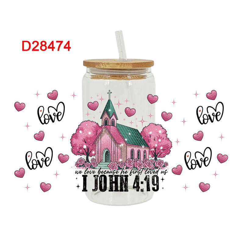 Wholesale Pink calf 16oz Cup UV DTF Wraps