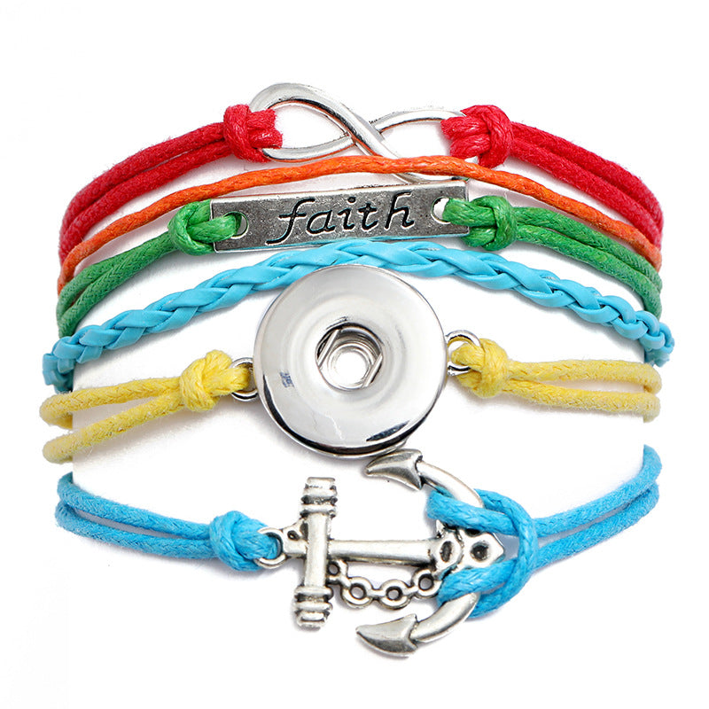 Brazalete de aleación de cuero de hebilla tejida al por mayor