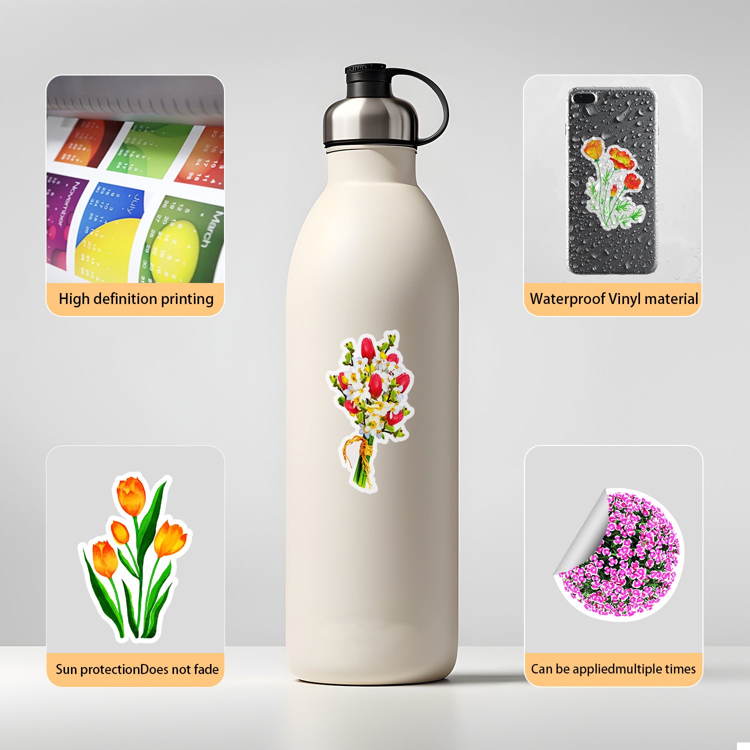 Wholesale 50 pieces of plant and flower graffiti stickers decorative waterproof stickers