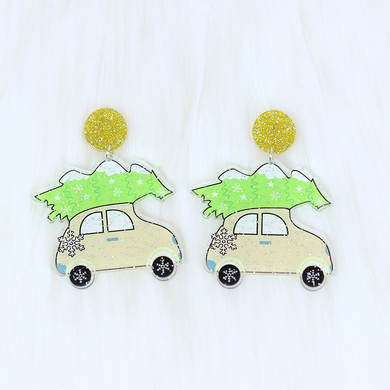 Wholesale Christmas Cake Christmas Tree Acrylic Earrings