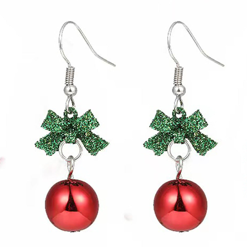 Wholesale Fashion Christmas Cute Cartoon Christmas Tree Bell Light Bulb Snowflake Alloy Earrings