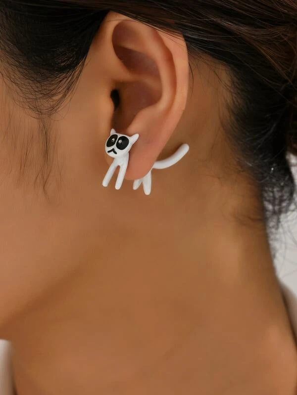 Wholesale 2pairs/pack Cute Kitten Simple Detachable Earrings