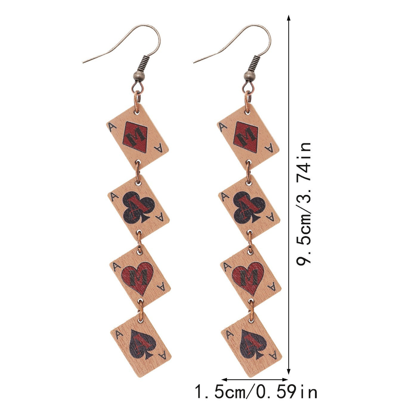 Wholesale New style splicing multi-layer playing card wooden earrings