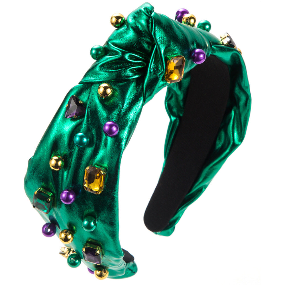 Wholesale Irish Festival Hand-sewn Pearl Knotted High Skull Carnival Headband