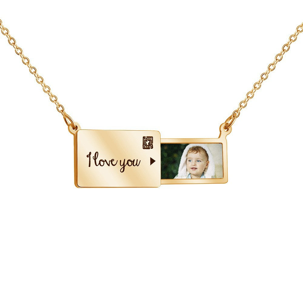 Wholesale Photo Envelopes English Collarbone Stainless Steel Necklace