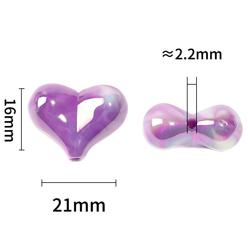 Wholesale 100pcs Gradient Color Cream Love UV Plated Peach Heart Acrylic Diy Accessories Beads