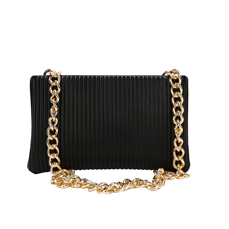 Wholesale PU Simple Soft Leather Bag Casual Pleated Chain Bag Crossbody Bag