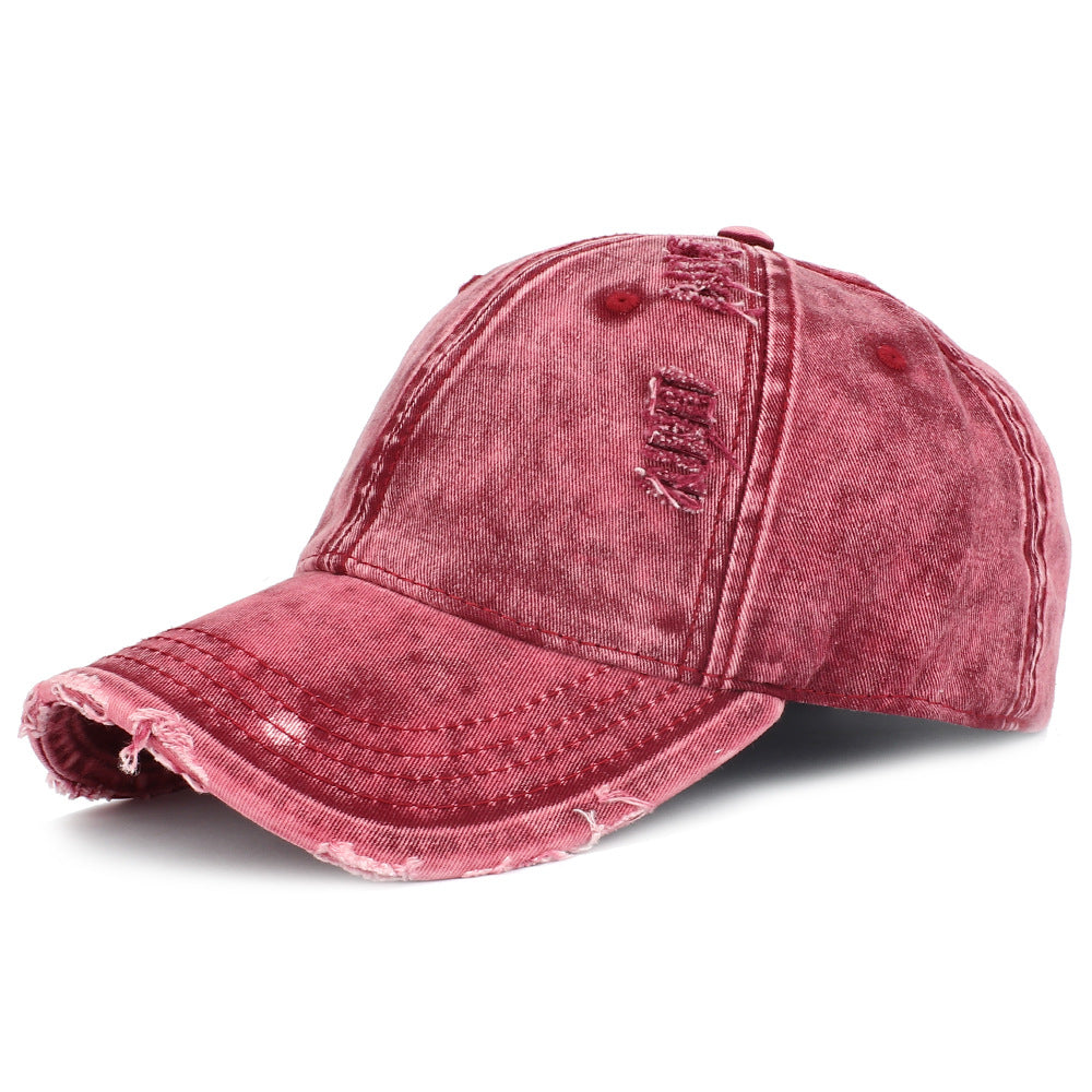 Wholesale Denim Worn Hole Sunshade Cotton Baseball Cap