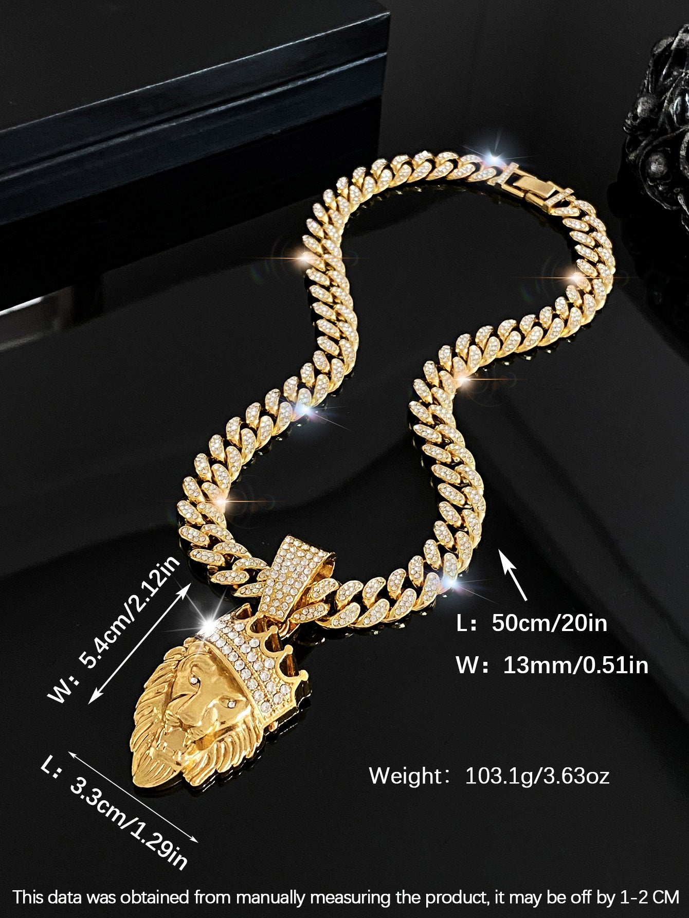 Wholesale Crown Lion Head Alloy Pendant Hip Hop Full Diamond Cuban Chain