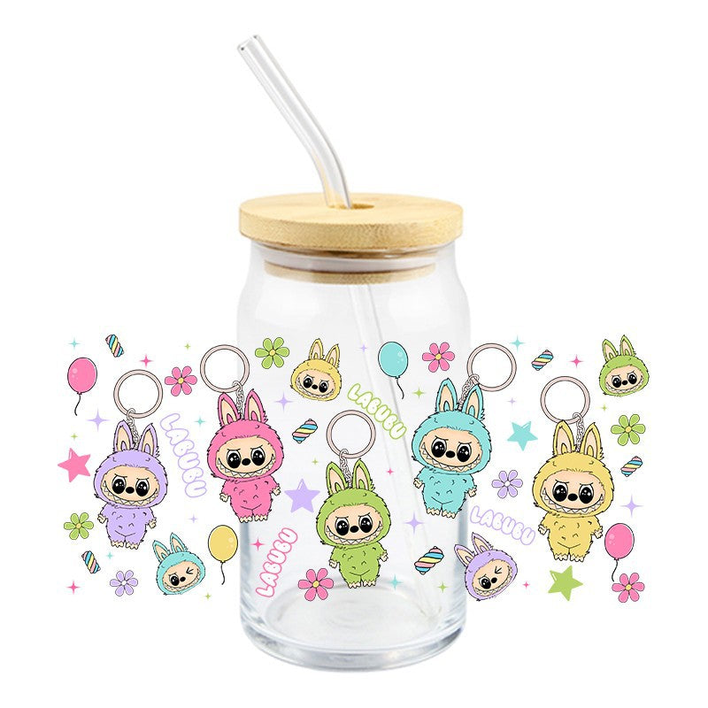 Wholesale 5pcs Colorful cute cartoon 16oz Cup UV DTF Wraps