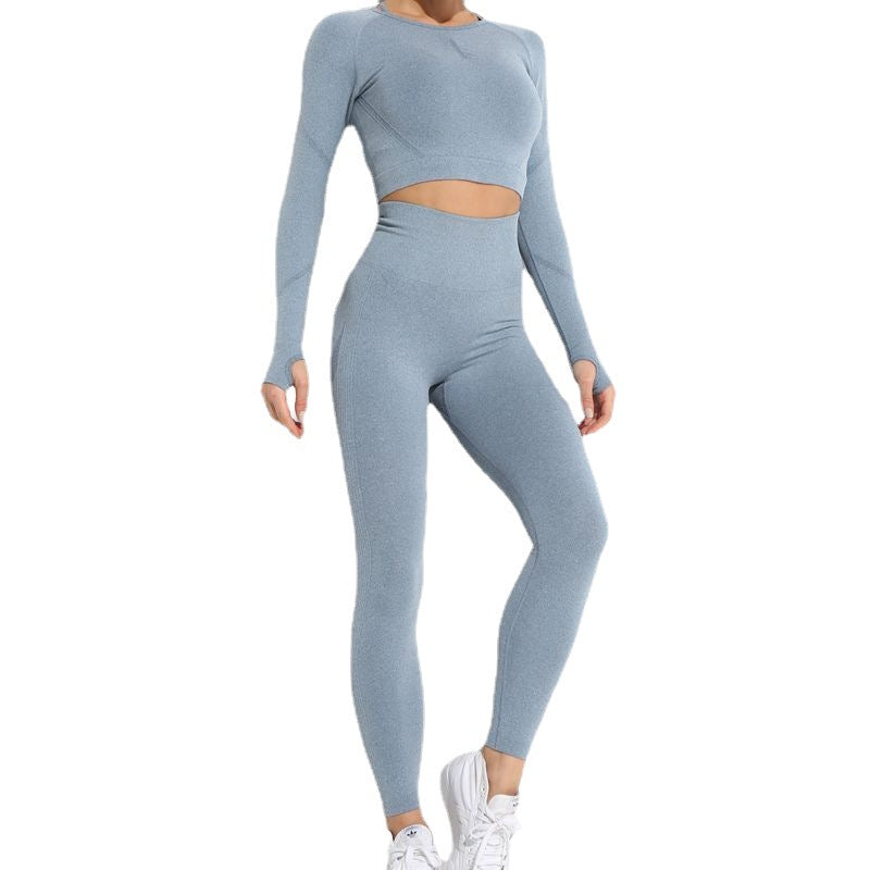 Wholesale Autumn and Winter Knitted Tight Fitness Hip Lifting Smiling Face Nylon Yoga Clothes