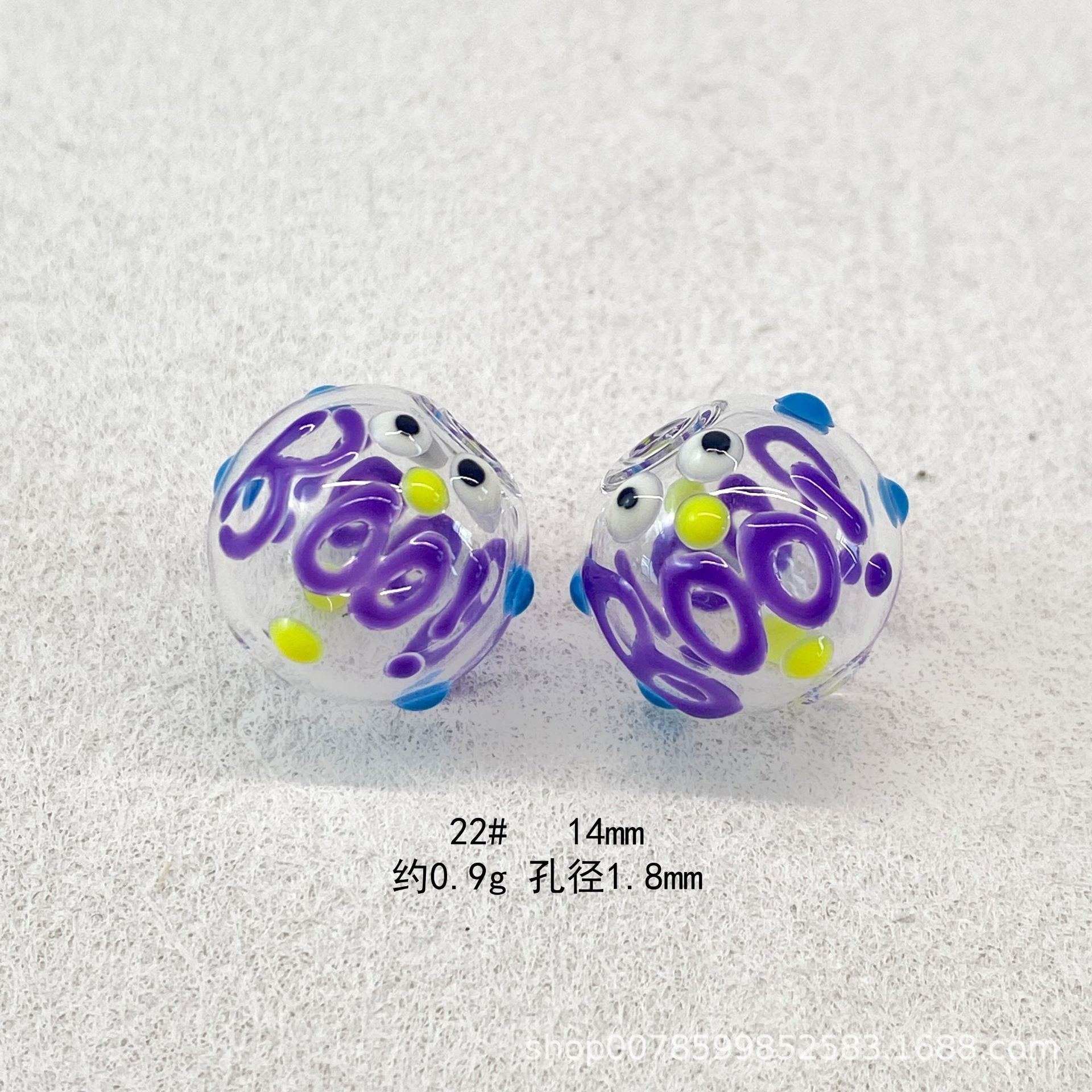 Wholesale 10pcs Transparent hollow glass heart-shaped polka dot hand-painted flower beads