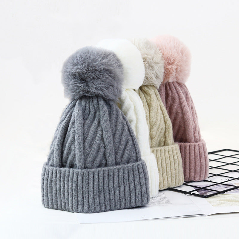 Wholesale Autumn and Winter Knitted Woolen Hat Thickened and Velvet Warm Hat
