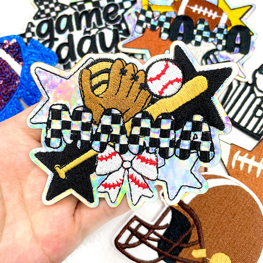 Wholesale Polyester Iron On Embroidered Patch Rugby Design DIY Badge For Shoes And Hats Casual Craft Supply