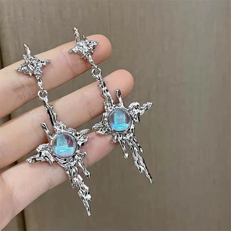 Wholesale Cross Moonstone Star Earrings