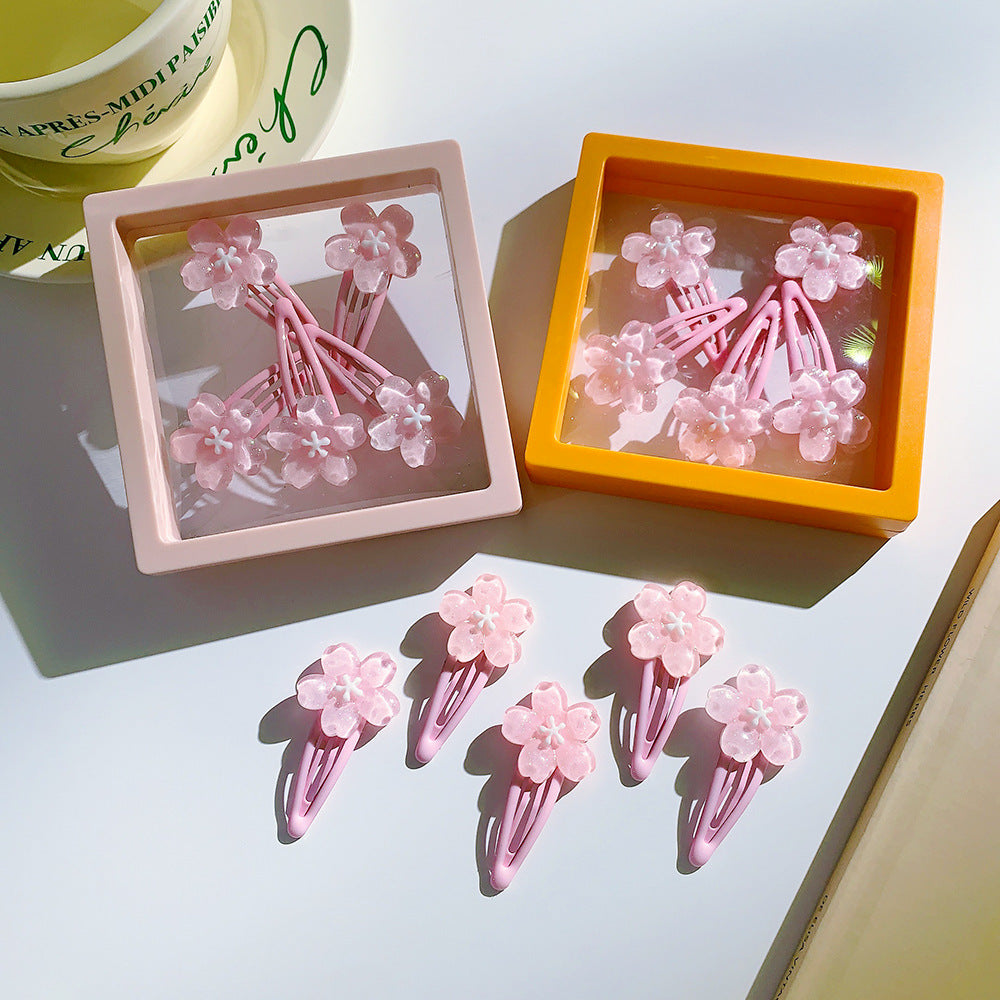 Wholesale pink flowers fresh and versatile style bb clip girls side clip broken hair clip