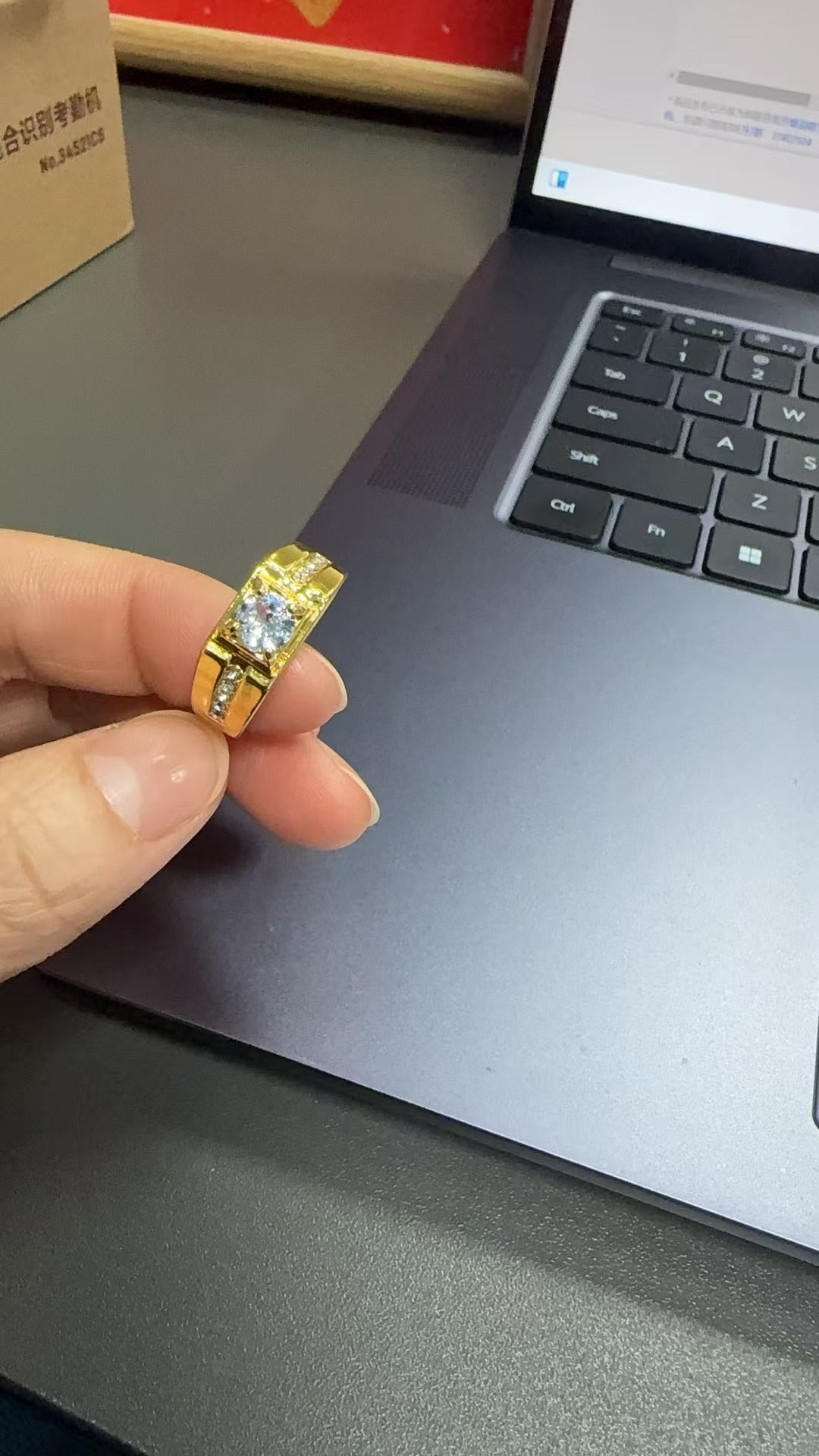 Wholesale Couple's imitation moissanite open gold-plated ring