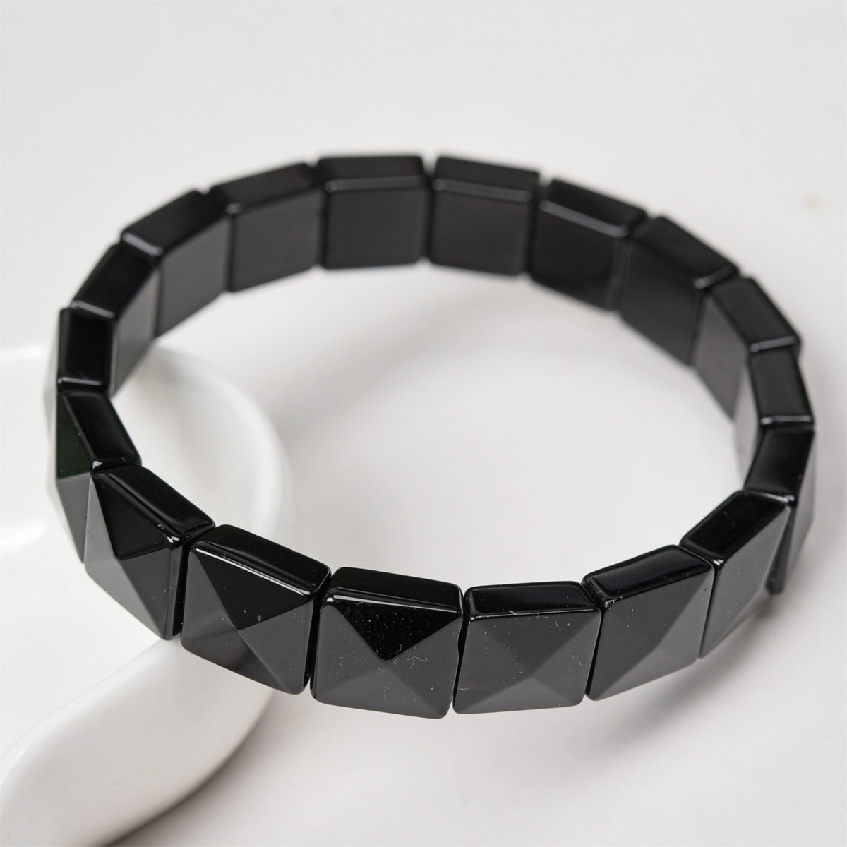 Wholesale Natural obsidian faceted bracelet