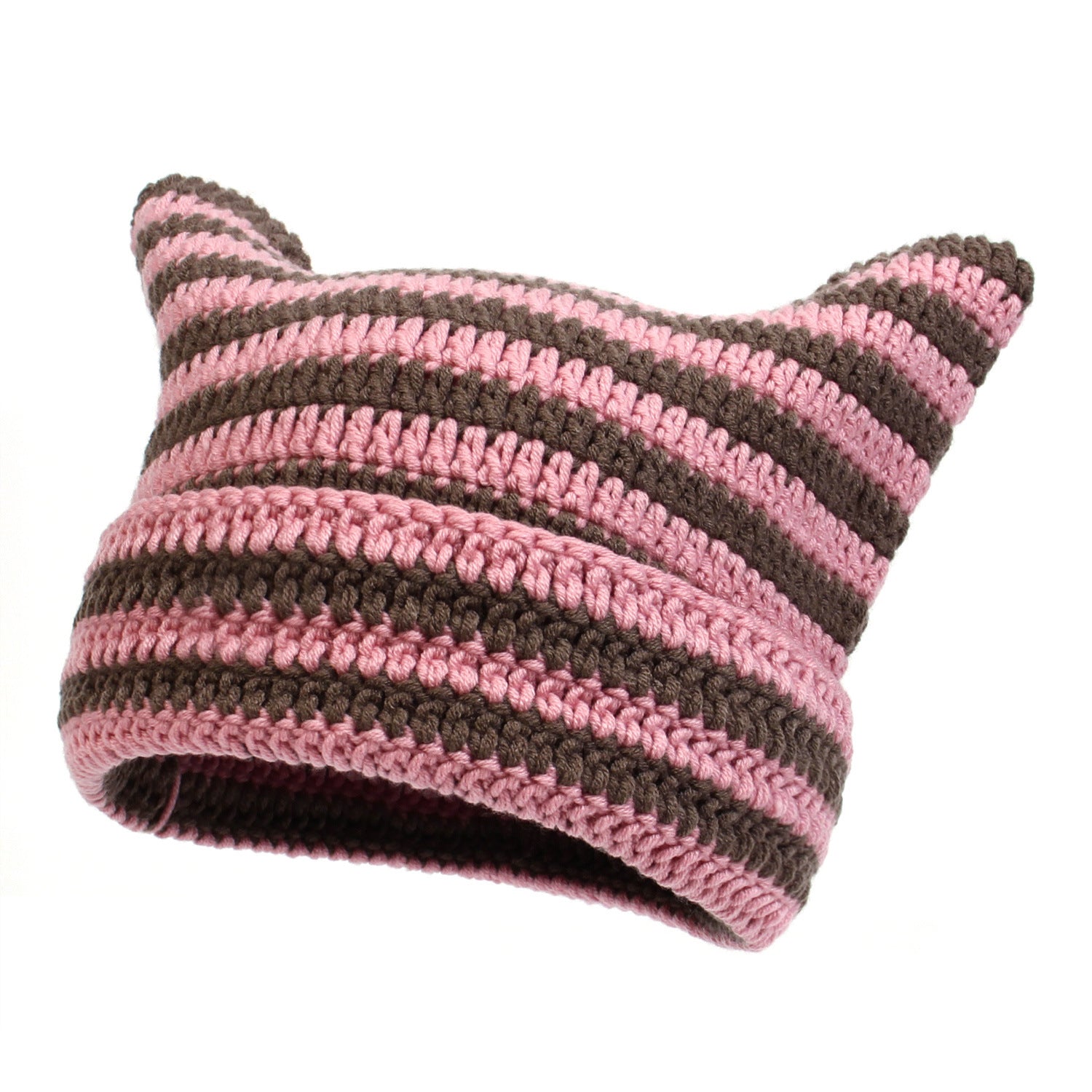 Wholesale Crochet Wool Cat Ears Striped Hat