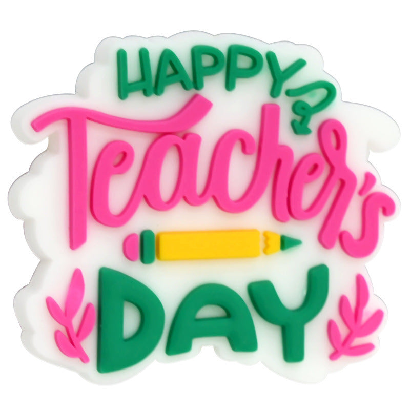 Wholesale  Random 100pcs/pack  Cartoon Phrases Teacher' s Day Beads  Focal Beads