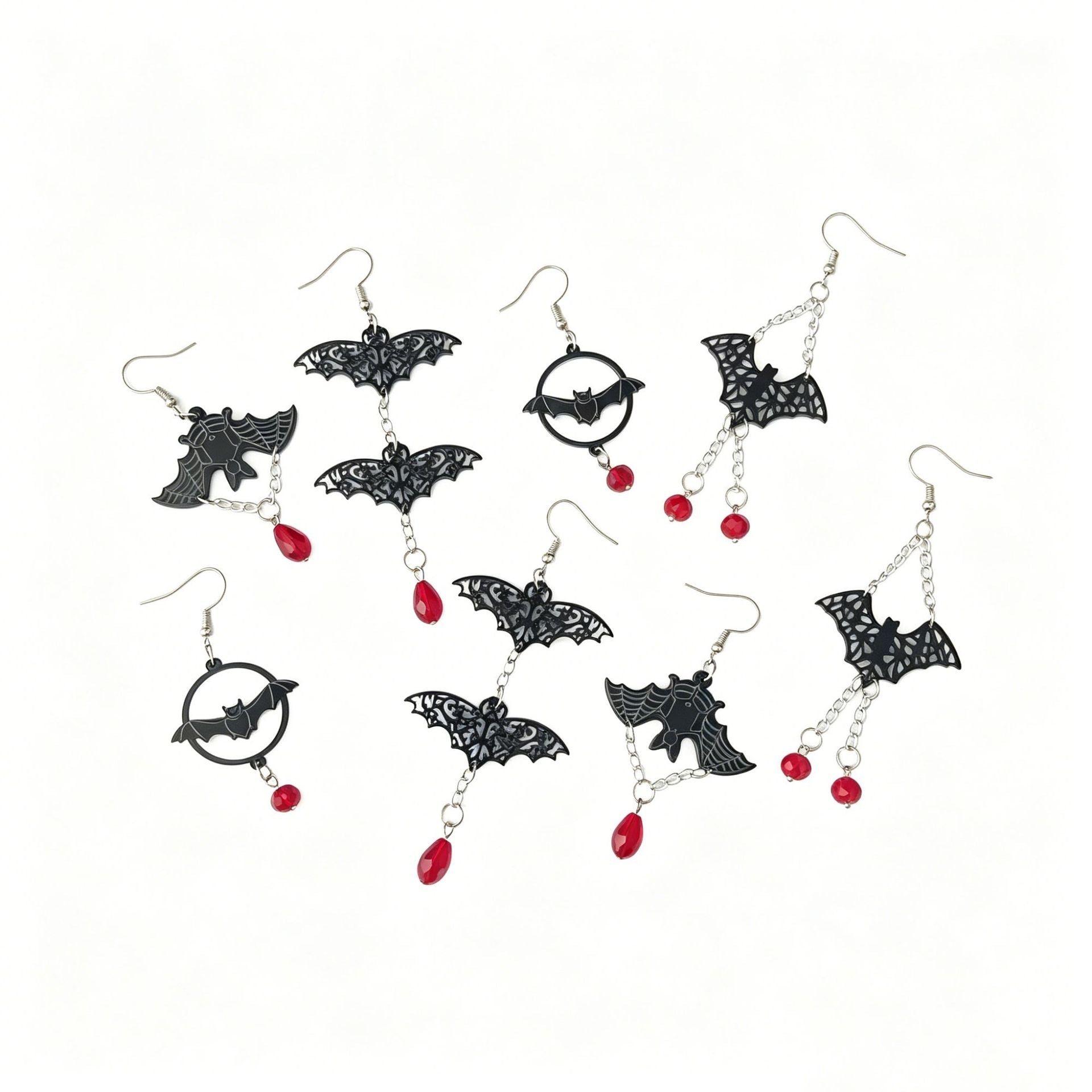 Wholesale Acrylic Earrings With  Bat  Web Design Dark Punk Style Fashion Jewelry Accessory