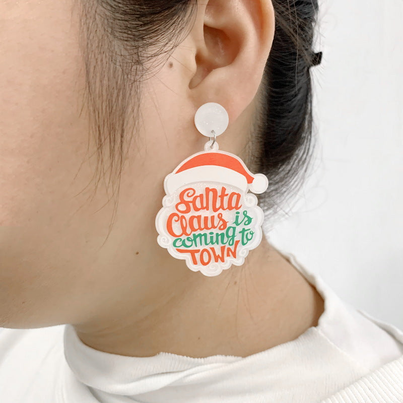 Wholesale Santa Claus Hat Acrylic Earrings