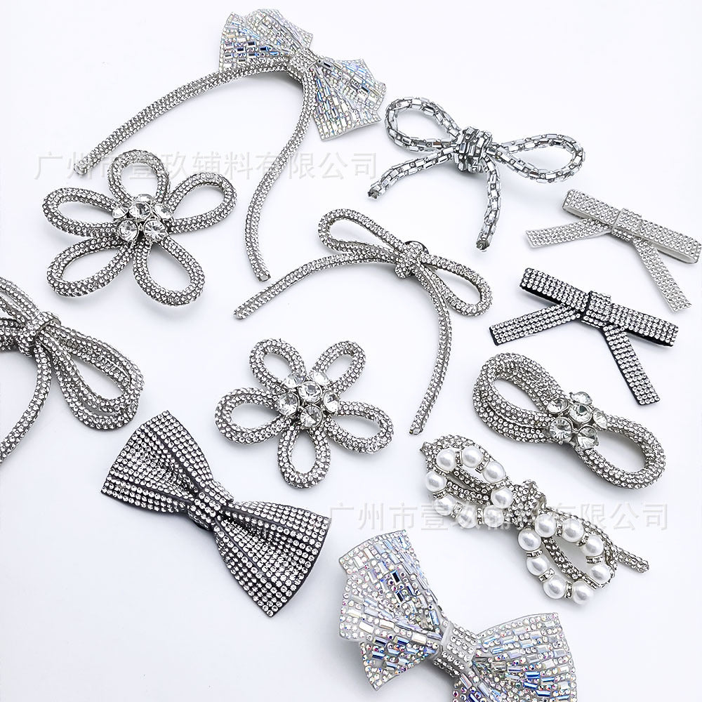 Wholesale 5pcs Hot melt adhesive bow tie for rhinestones DIY Patches