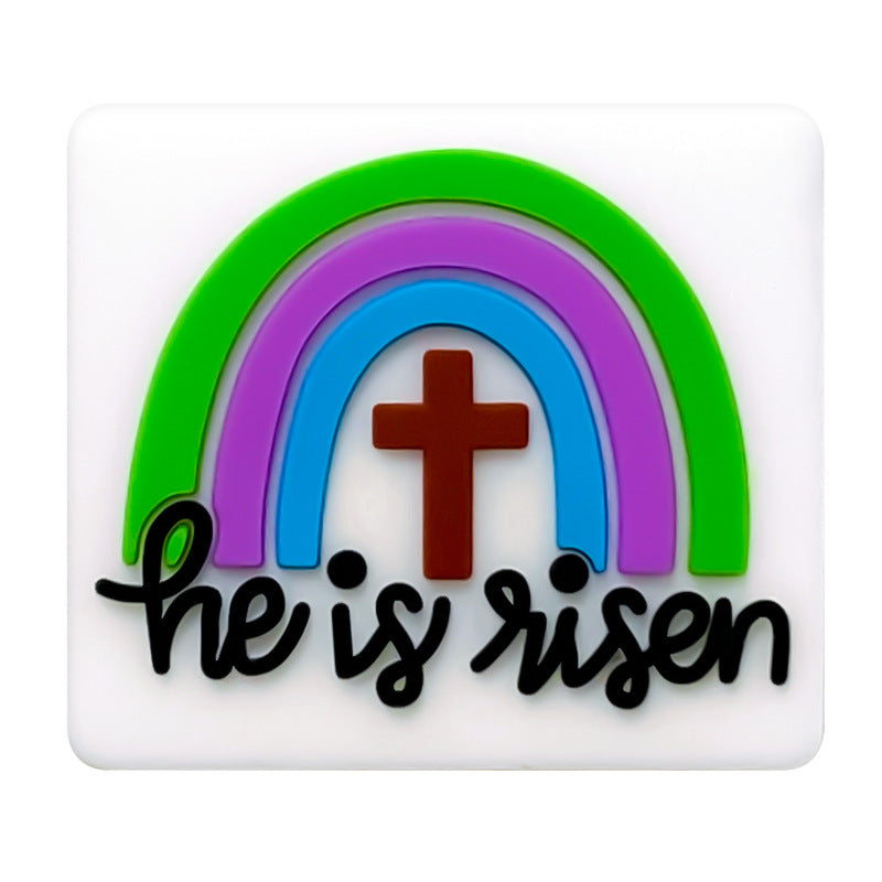 Wholesale 10PCS Rainbow Cross Food Grade Silicone Beads