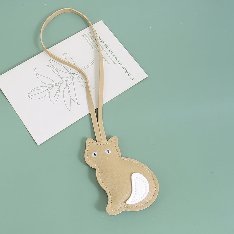 Wholesale Leather Stuffed Kitten Keychain