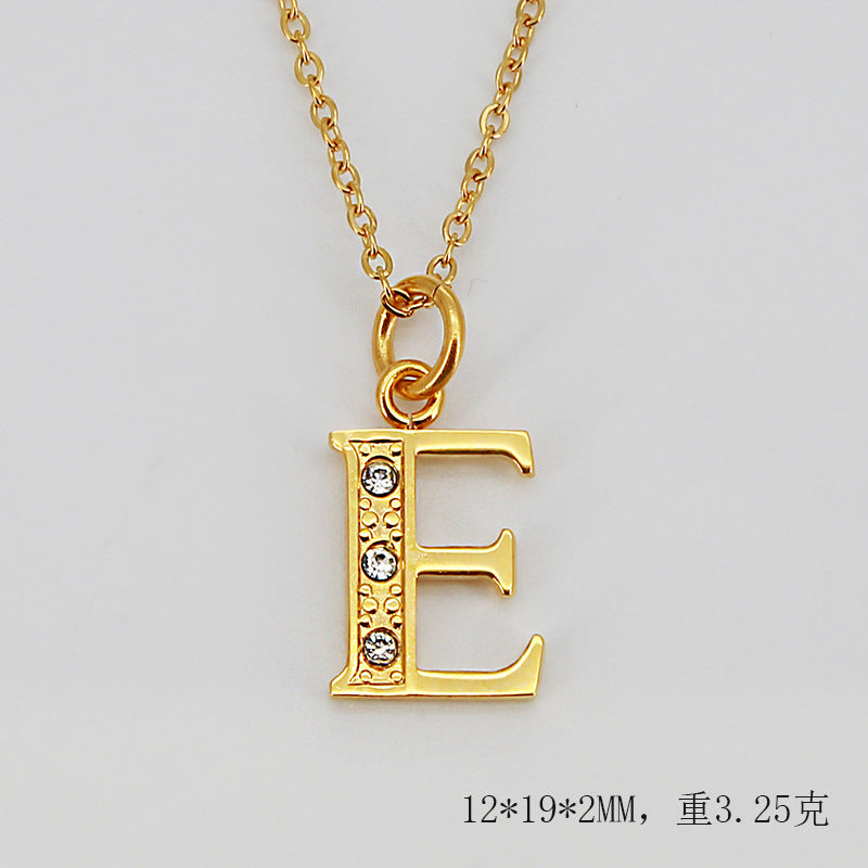 Wholesale Titanium Steel Diamond Letter Necklace Clavicle Chain