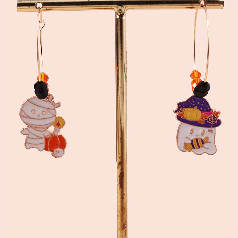 Wholesale Halloween Ghost Mummy Spider Web Tassel Earrings