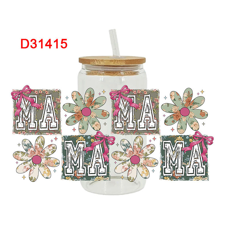 Wholesale Flower Mother's Day 16oz Cup UV DTF Wraps
