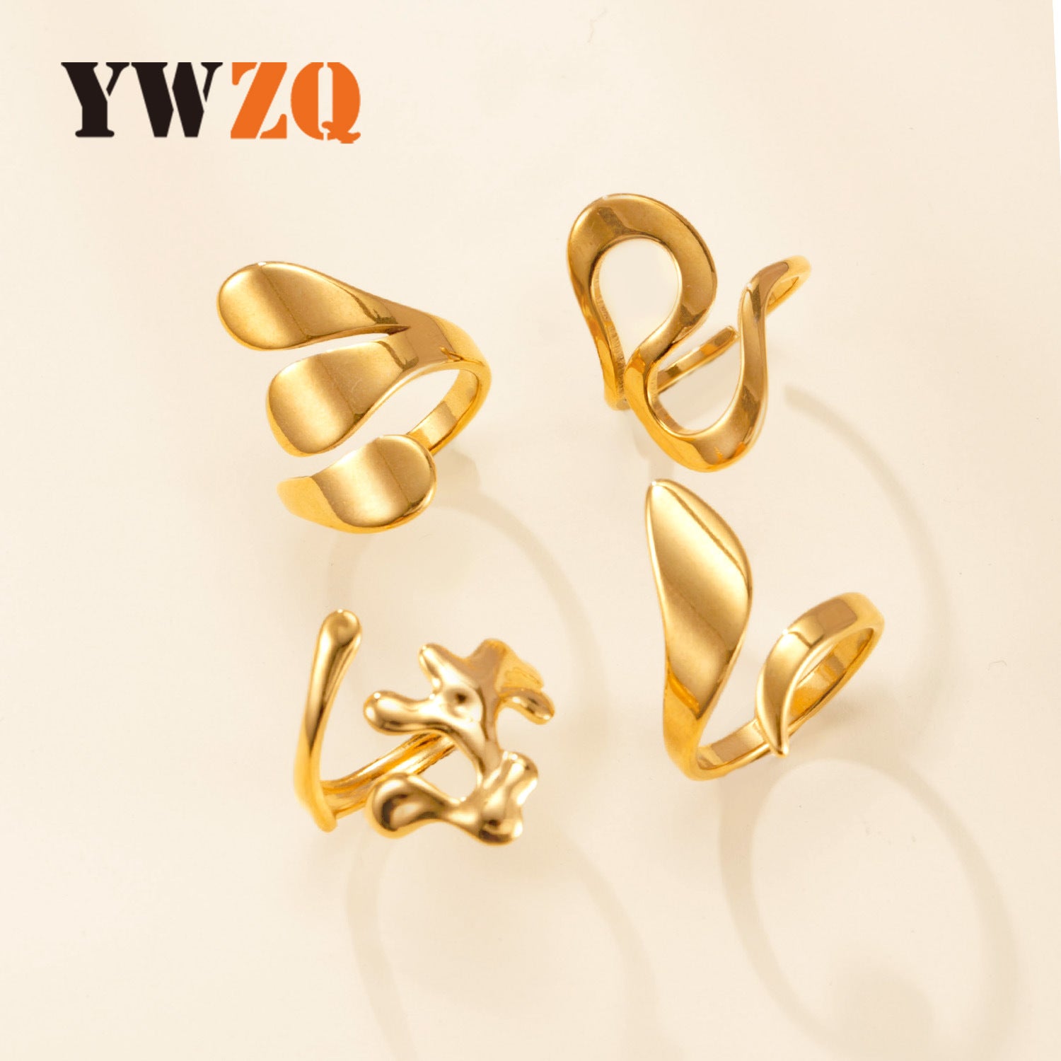 Wholesale Twisted irregular open stainless steel women' s ring