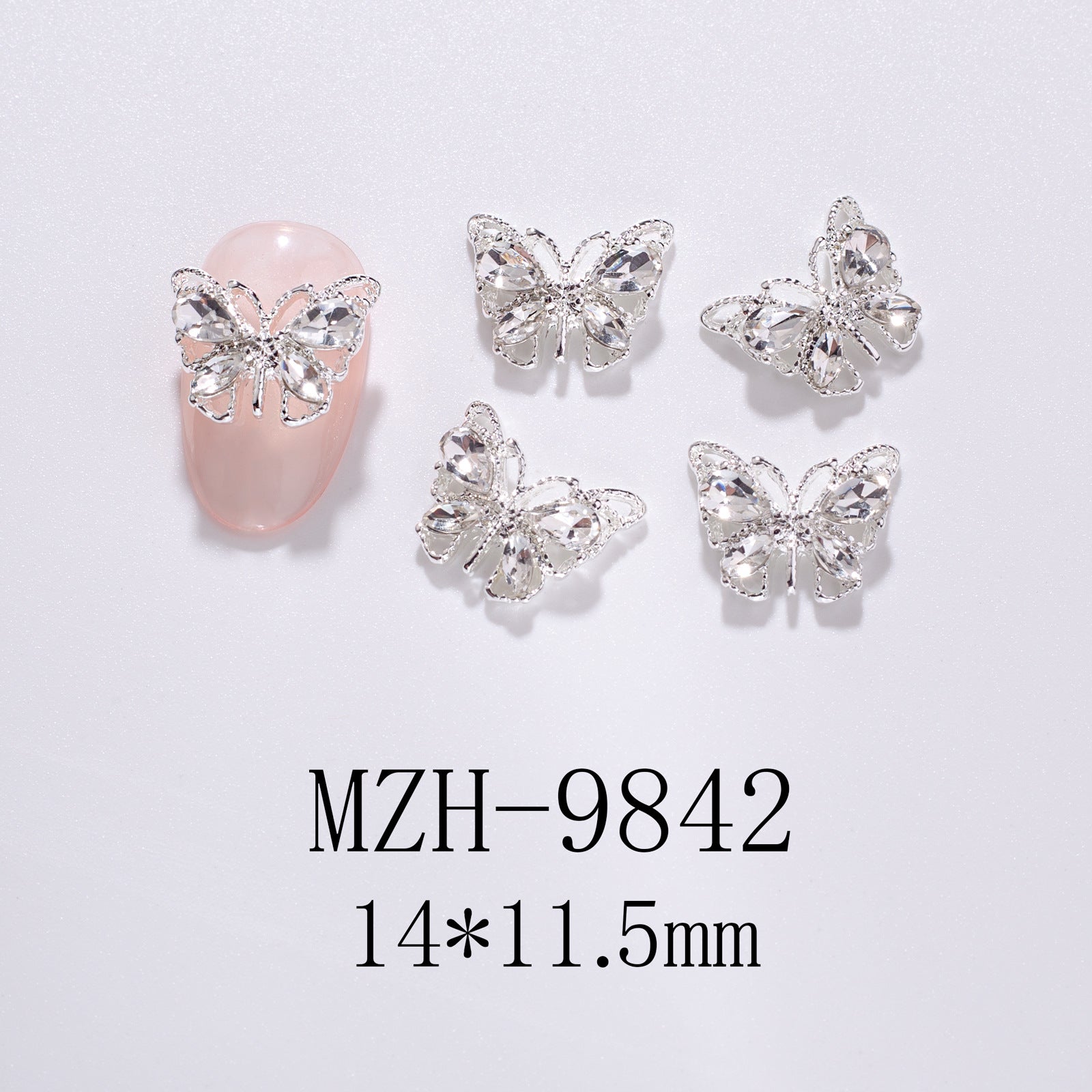 Hollow nail art small butterfly alloy jewelry