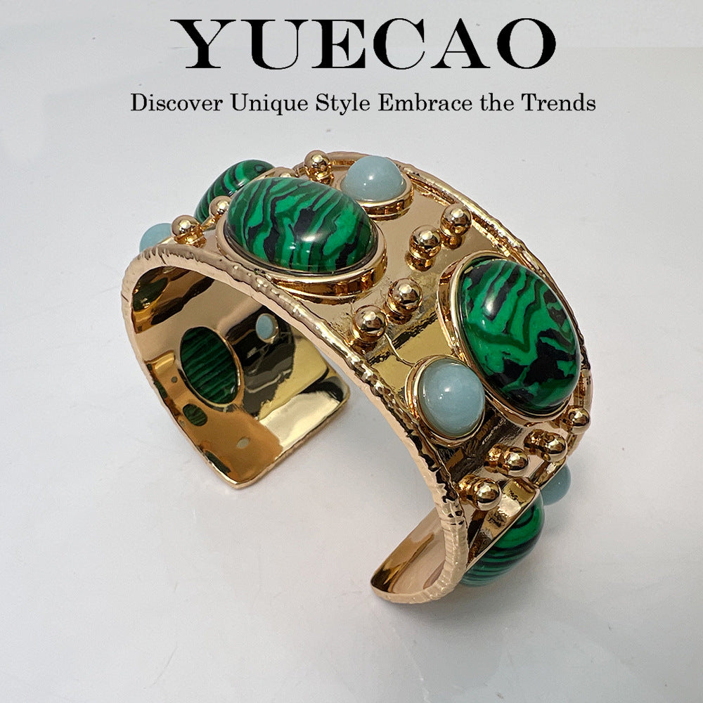 Wholesale Vintage Malachite Open Ring Bracelets