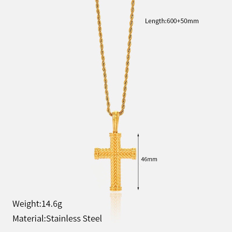 Wholesale Titanium Steel Cool Style Versatile Cross Necklace