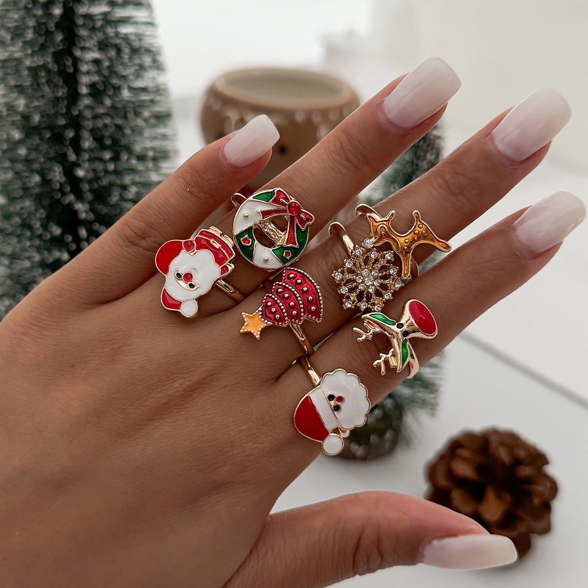 Wholesale Cartoon dripping  and reindeer ring