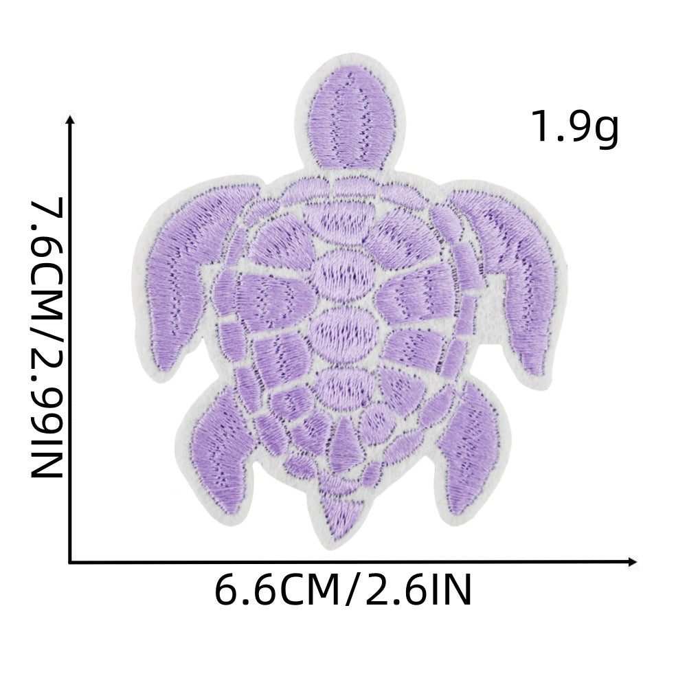 Wholesale Polyester Thread Embroidered Turtle Patch Colorful Cute Applique For Clothing Craft Supply
