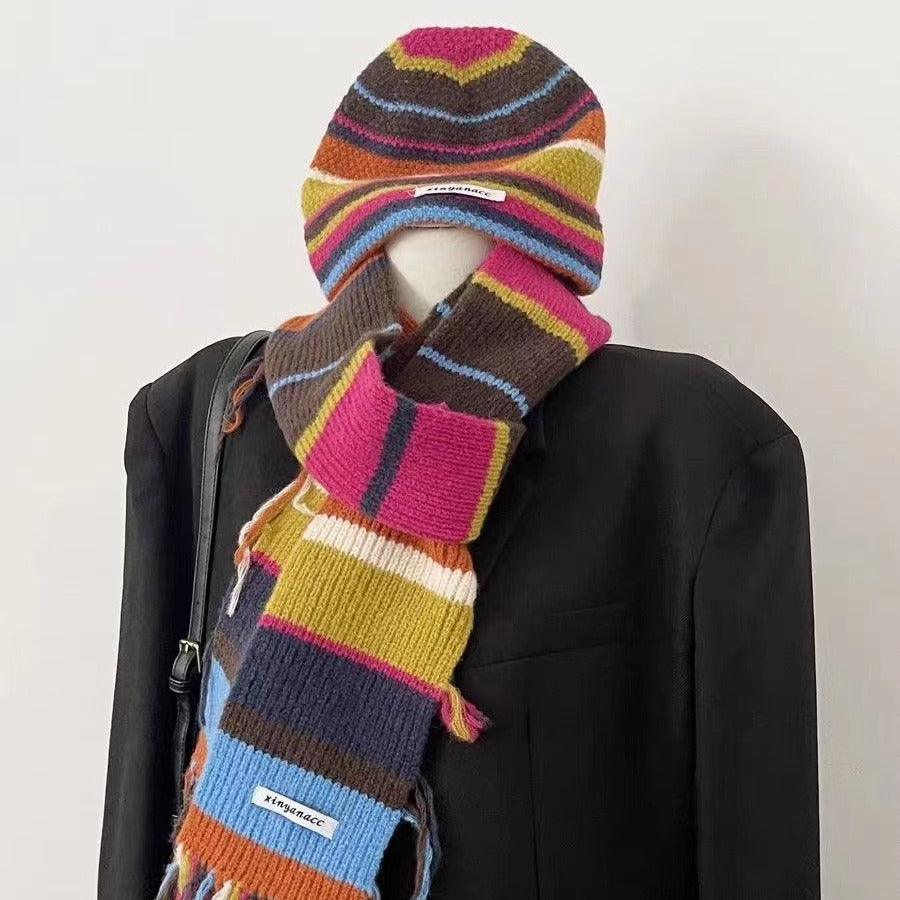 Wholesale Winter Knitted Tassel Woolen Hat Scarf Set