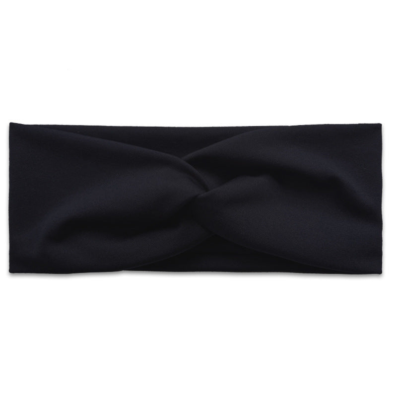 Wholesale Women's Solid Color Cross Hair Band Elastic Wide-brimmed Hair Band Exercise Running Sweat-absorbent Headband
