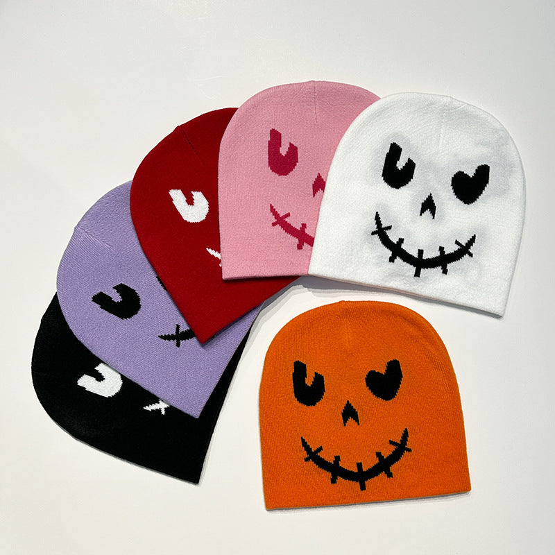 Wholesale Acrylic Halloween Smiling Face Woolen Hats