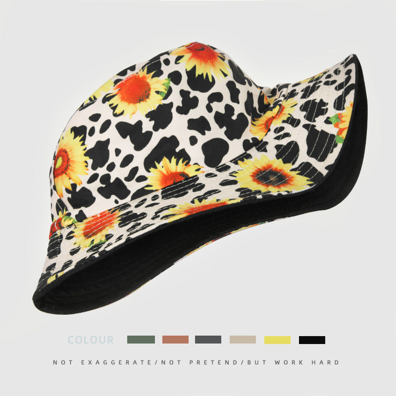 Sombrero de cubo de girasol impreso por poliéster al por mayor