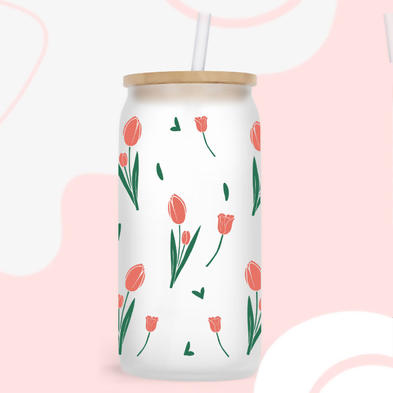 Wholesale Colorful flowers and leaves   16oz Cup UV DTF Wraps