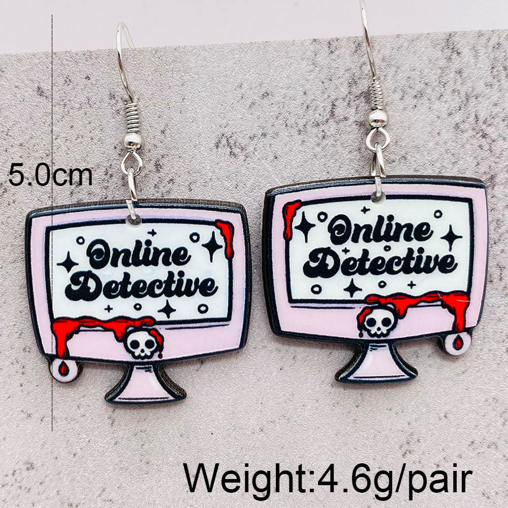 Pendientes acrílicos de calavera de corazón al por mayor