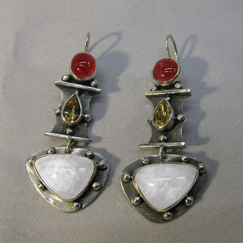 Wholesale Blue and white ethnic style irregular retro earrings