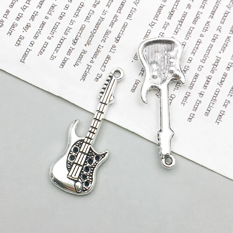 Wholesale 1 New Antique Silver Alloy Simulation Guitar Music Note DIY Pendant