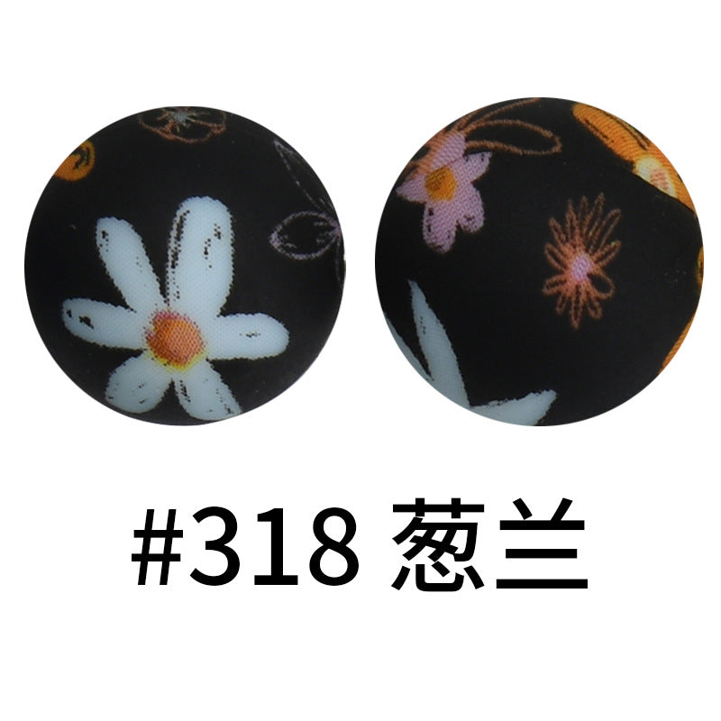 Wholesale 50pcs 16mm Print Silicone Beads Colorful Silicone Water Transfer Beads