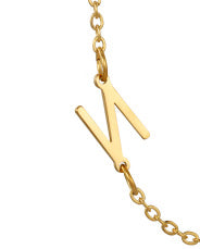 Wholesale 26 Alphabet Gold Up and Down Hole Stainless Steel Necklace