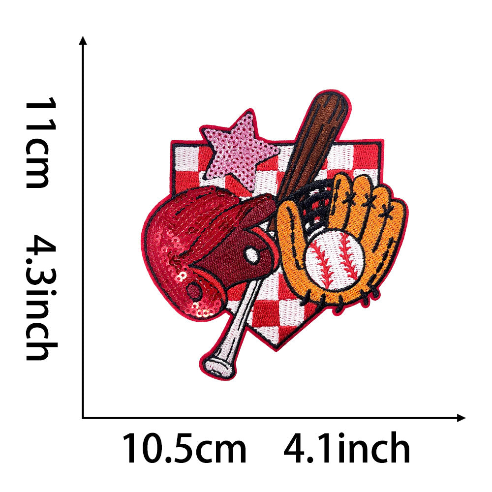 Wholesale Baseball Fan Sequin Embroidered Patches Iron On Applique For Coats Fashion DIY Accessory